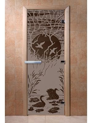 Дверь для сауны Doorwood «Лебединое озеро» (Ольха) 8мм