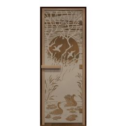 Дверь для сауны «Лебединое озеро»
