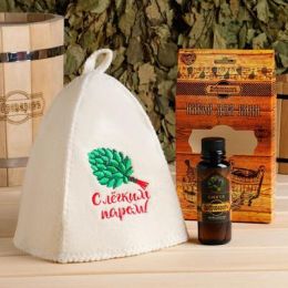 Подарочный набор Добропаровъ Шапка "С легким паром" + Ароматизатор Пихта