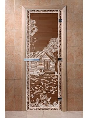 Дверь для сауны Doorwood «Банька в лесу» (Ольха) 8мм