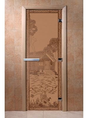 Дверь для сауны Doorwood «Банька в лесу» (Ольха) 8мм