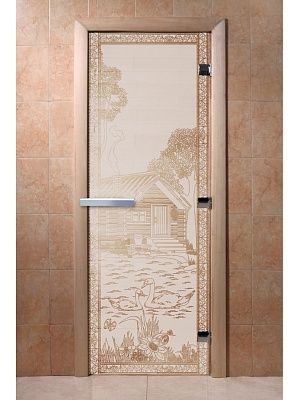 Дверь для сауны Doorwood «Банька в лесу» (Ольха) 8мм
