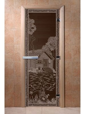 Дверь для сауны Doorwood «Банька в лесу» (Ольха) 8мм