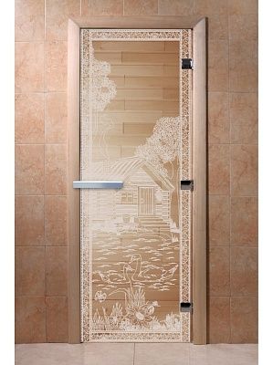 Дверь для сауны Doorwood «Банька в лесу» (Ольха) 8мм