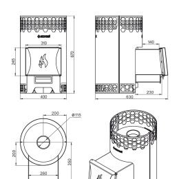 Печь для бани Везувий "Чёрная Пчёлка" НЕРЖ.