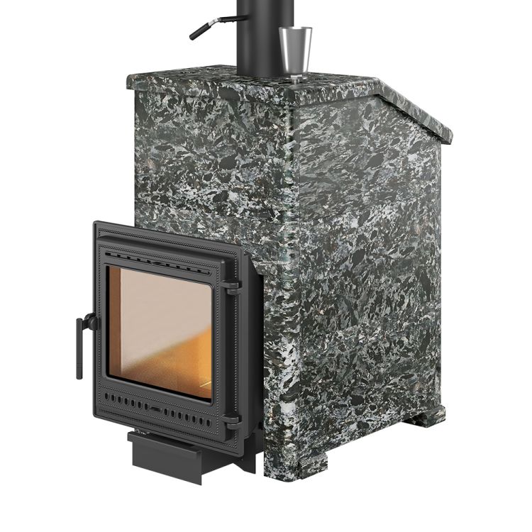 Печь для бани Везувий Легенда Ретро (505) в облицовке Пироксенит Элит "Президент"