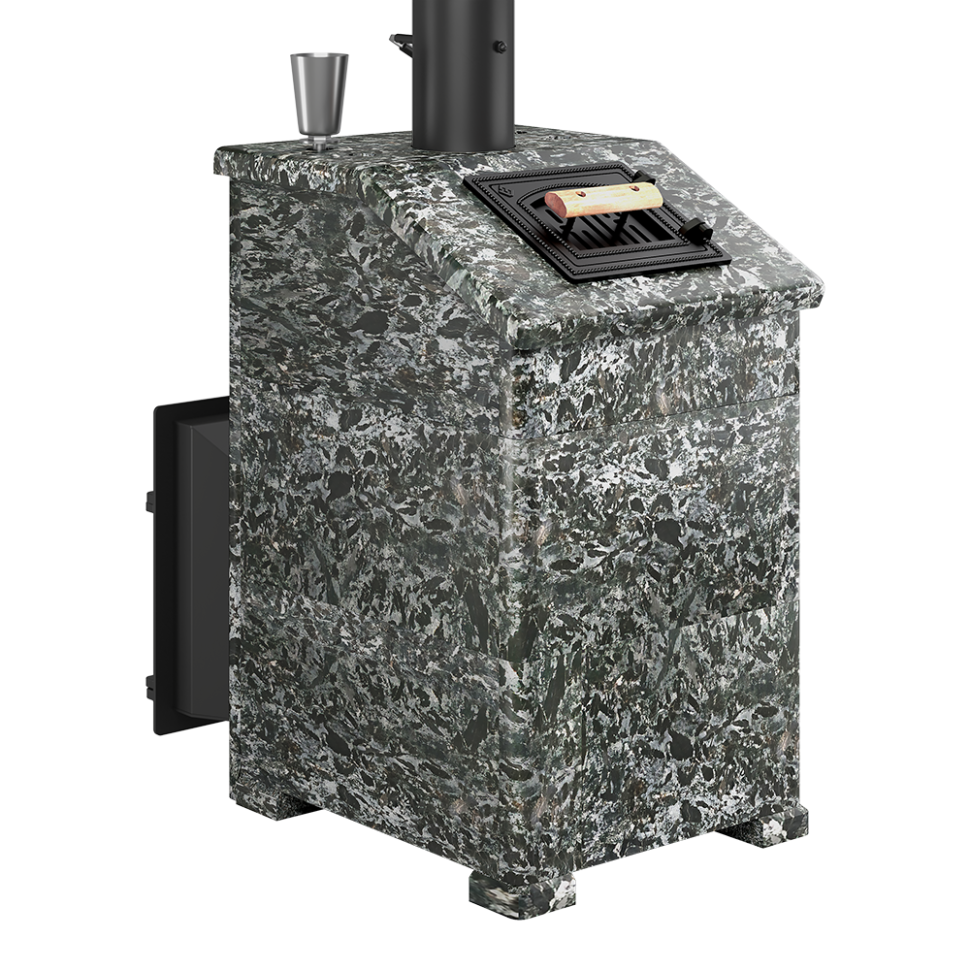 Печь для бани Везувий Легенда Ретро (505) в облицовке Пироксенит Элит "Президент"