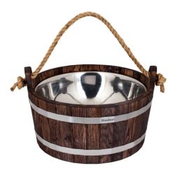 Шайка Woodson 7,5л. с нержавеющей вставкой, темная (дуб)