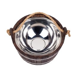Шайка Woodson 7,5л. с нержавеющей вставкой, темная (дуб)