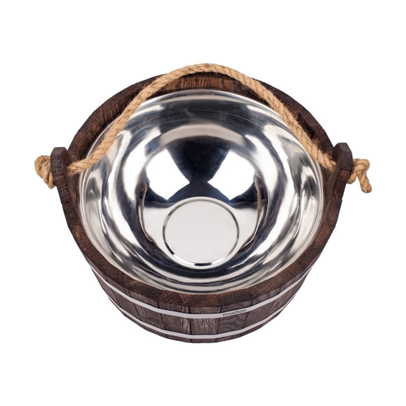 Шайка Woodson 7,5л. с нержавеющей вставкой, темная (дуб)