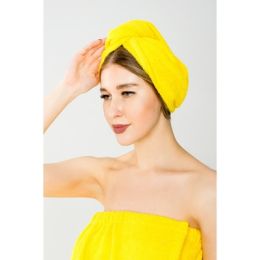 Набор для сауны "Экономь и Я"  парео 68*150см+чалма махра, цв. жёлтый, 340 г/м2, хл.100%