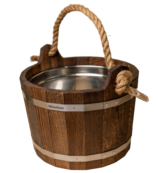Шайка Woodson 10л. с нержавеющей вставкой, темная (дуб)