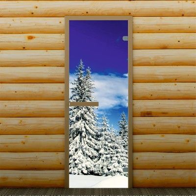 Дверь левое открывание "Зимний лес", 190 х 67 см, с фотопечатью 6 мм Добропаровъ
