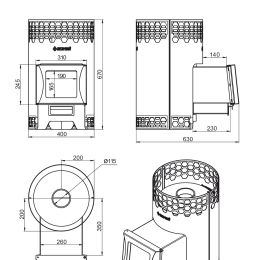Печь для бани Везувий "Чёрная Пчёлка С" НЕРЖ.
